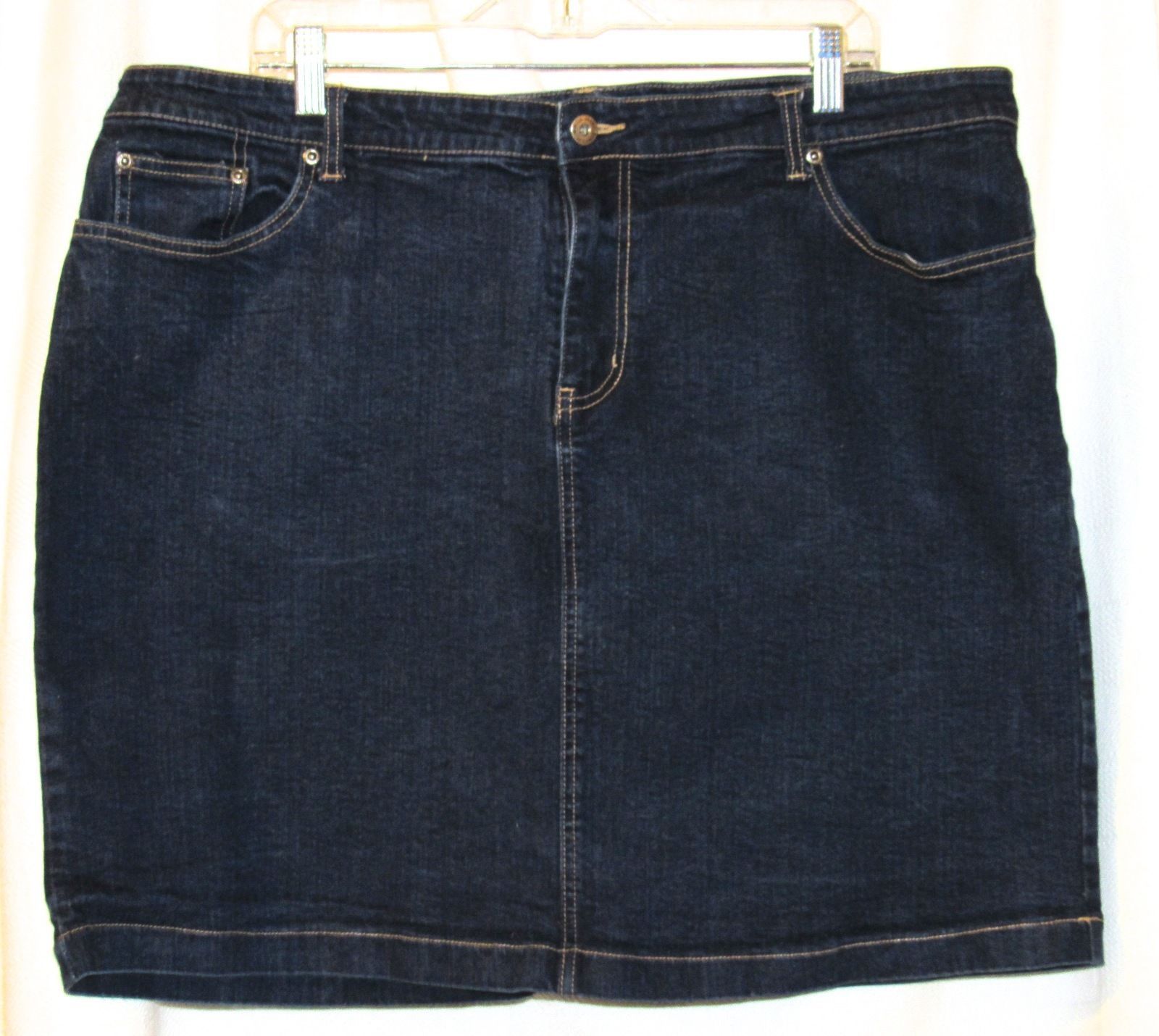 Venezia Dark Blue Stretch Cotton Denim Jean Skirt Plus Size - Women's ...
