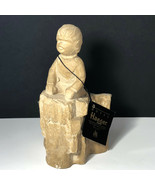 Royal Haeger Pottery Boy figurine statue sculpture tag kneeling rock chi... - $39.55