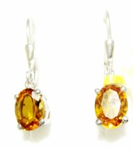 MADEIRA CITRINE OVAL SOLITAIRE DANGLE EARRINGS, PLATINUM / 925 SILVER, 2... - $39.99