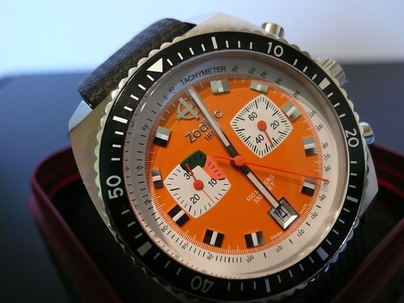 ZODIAC ZO2209 Men's Round Chrono DIVER Watch BLACK SILICONE STRAP