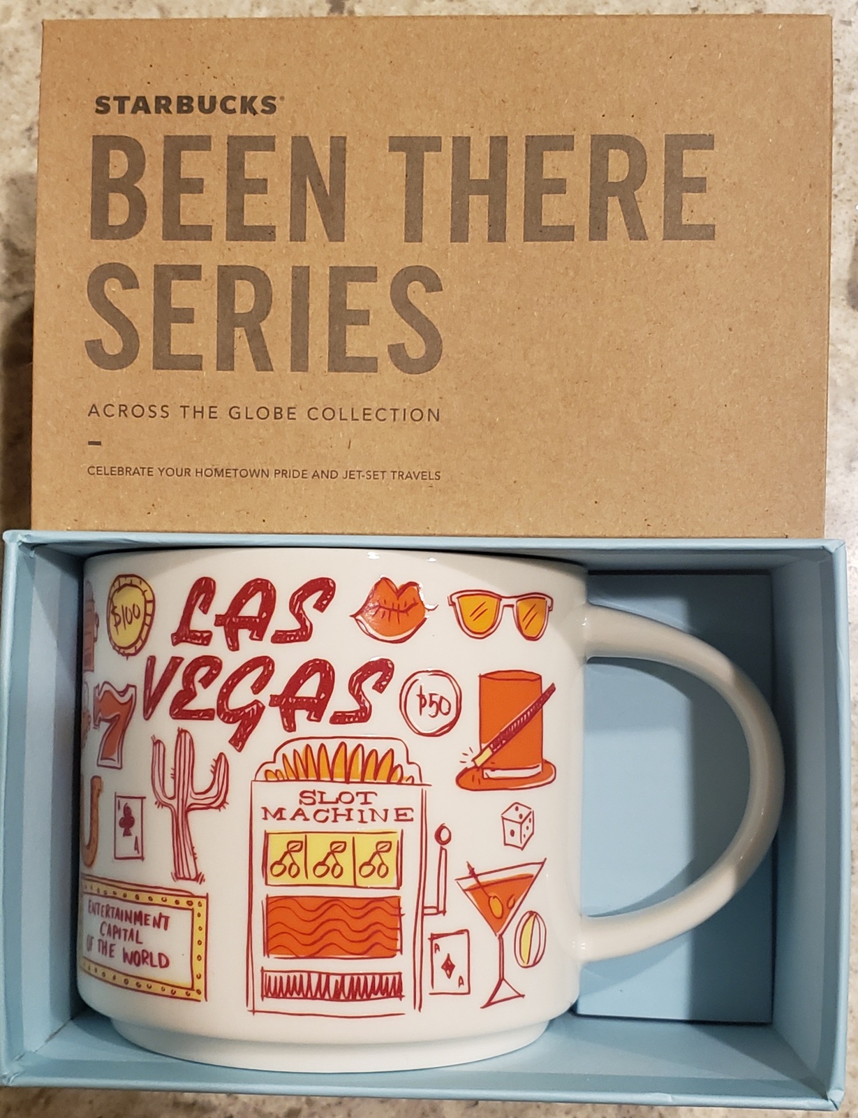LV Souvenir Mug Embossed Design - Gray Skyline 16oz.- las vegas souvenir  giftshop