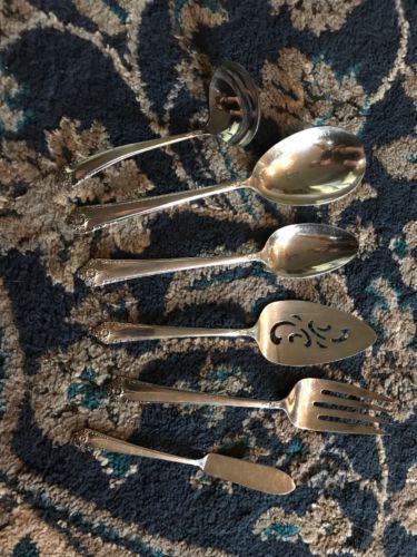 Primary image for 6 Piece Hostess Set Bros IS Silverplate Starlight Reinforced Plate! EUC!!