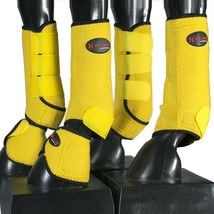 L M S Hilason Horse Hind Leg Ultimate Sports Boots Pair Yellow - $49.95