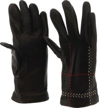 Lands&#39; End Women&#39;s Cashmere Lined Leather Stitch Glove Black Coffee L NE... - $50.47