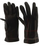 Lands&#39; End Women&#39;s Cashmere Lined Leather Stitch Glove Black Coffee L NE... - $50.47