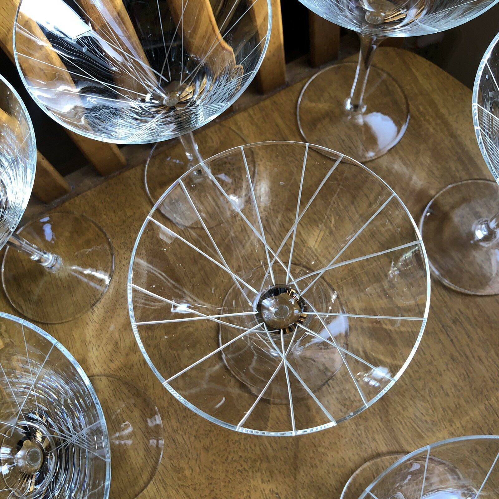 Crate & Barrel CRYSTAL MARTINI GLASSES PARK AVENUE vertical Etched