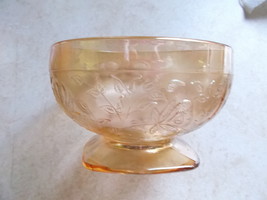Depression Glass Jeannette Louisa Floragold blush Sherbet Dish - $20.00