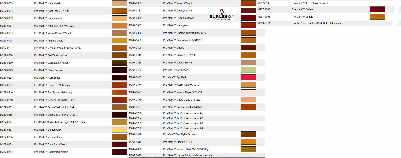 Mohawk Stain Color Chart