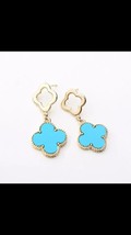 Gold Plated Turquoise Quatrefoil Earrings - $55.00
