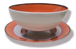Vintage Noritake Japanese Footed Finger Bowl & Saucer Bird & Flowers Painted image 2