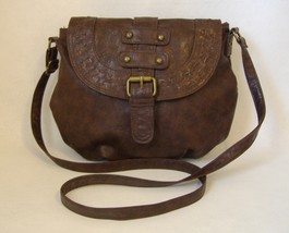 Brown Faux Leather Hobo Purse Studs Buckle Adjustable Shoulder Bag Handb... - $28.00