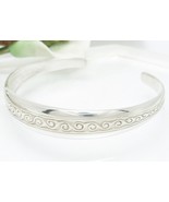  Sterling Silver Newgrange Swirl Cuff Bracelet Average Size Wrist - $74.00