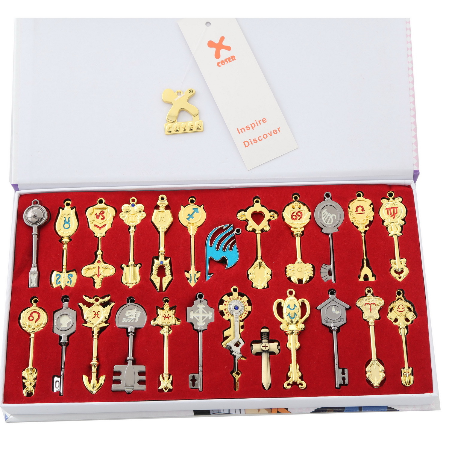 Fairy Tail Lucy Cosplay Key 18pcs Of Keys Pendant Keychain Necklace