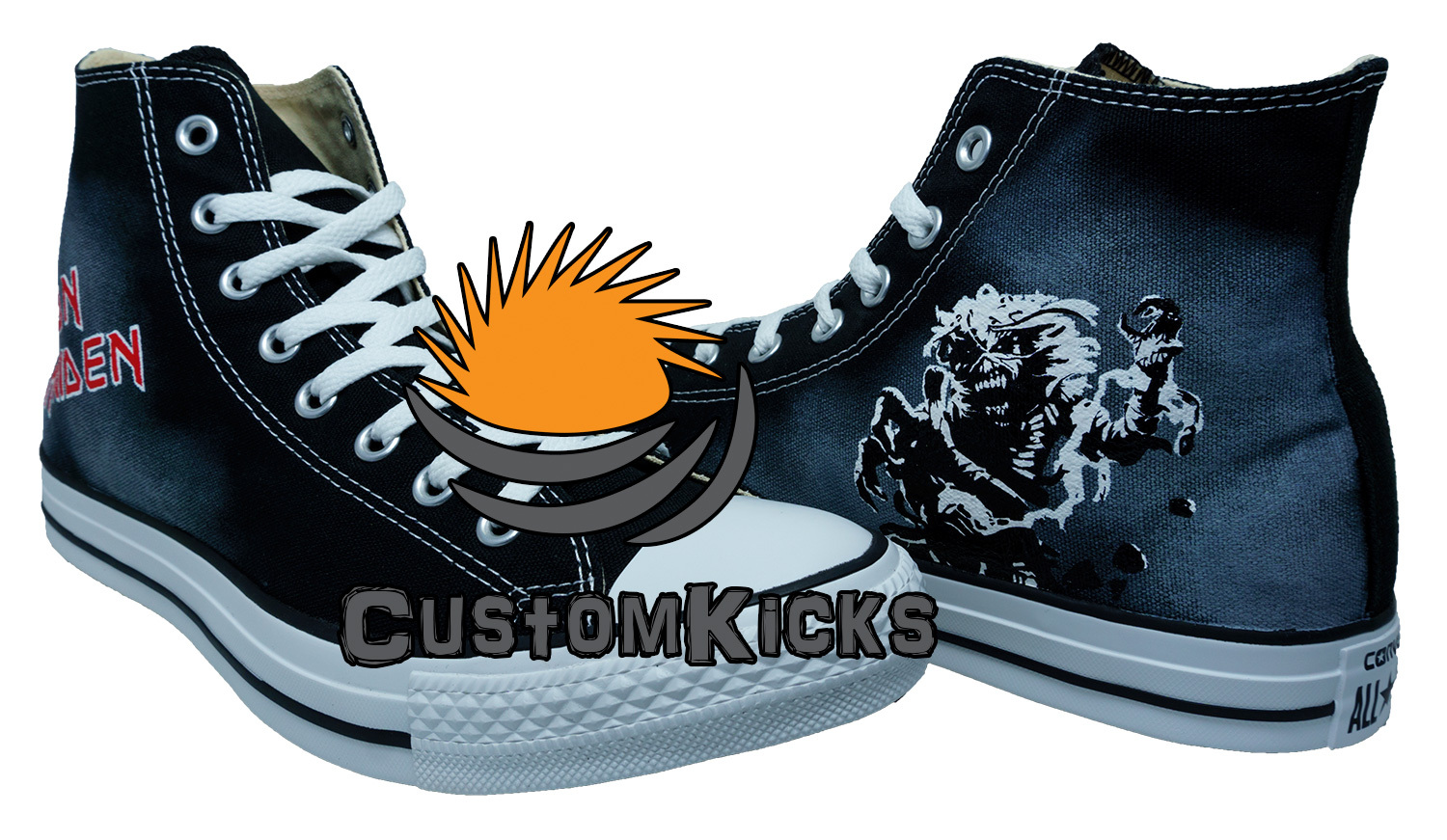 Painted converse sneakers, Iron Maiden, Band shoes
