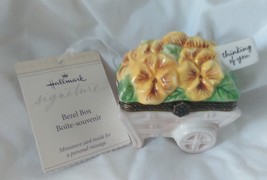 Signature Hallmark Bezel Porcelain Flower Cart Trinket Box "Thinking Of You" - $6.95