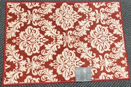 EXTRA LONG &amp; WIDE PRINTED NYLON RUG (nonskid)(24&quot;x36&quot;) DAMASK FLOWERS ON... - $19.79