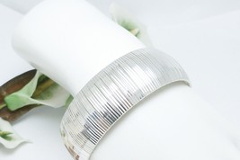  Sterling Diamond Cut Flexible Bangle Bracelet Average Wrist Size 7.25 inch - $79.00