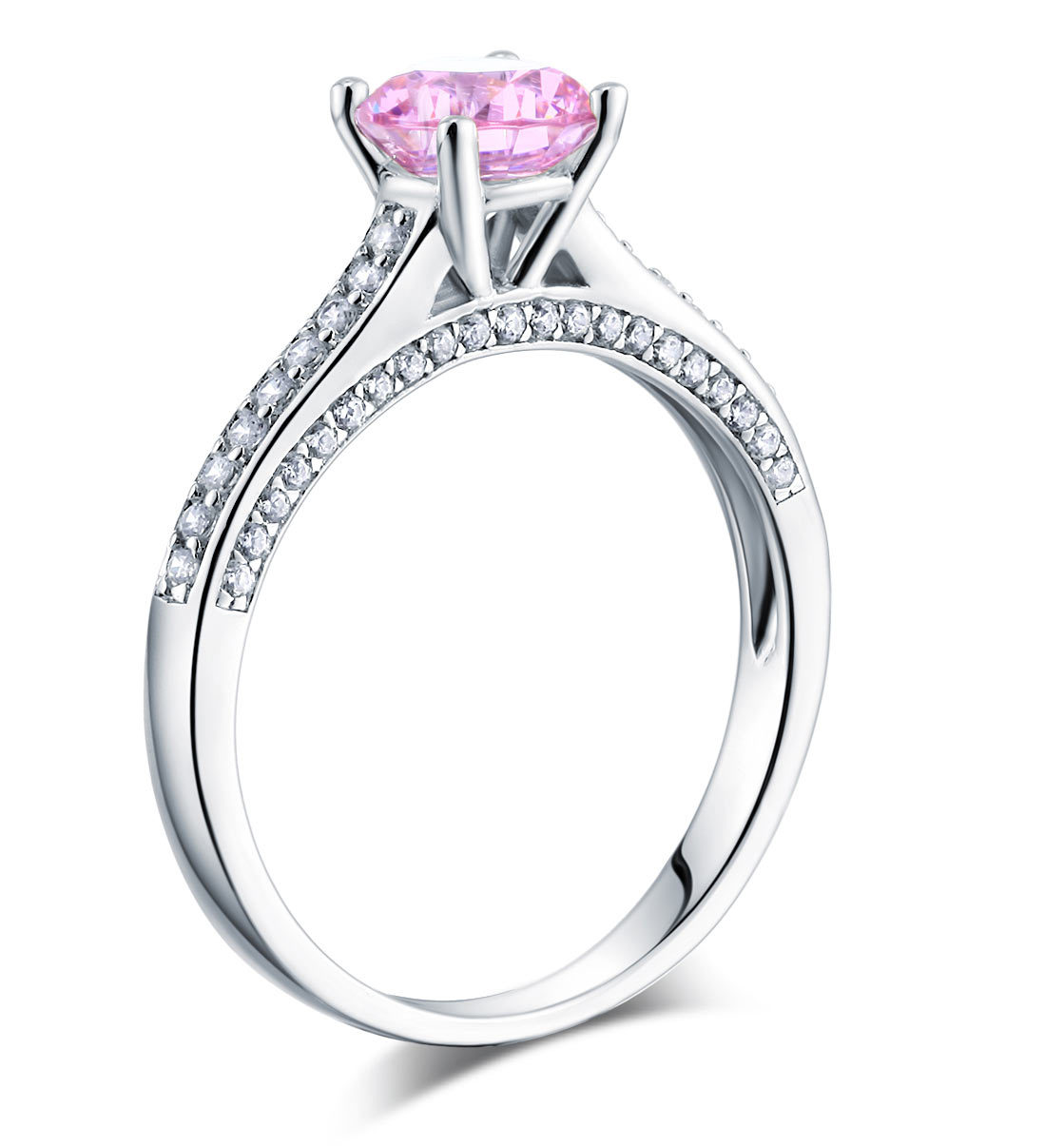 1.25 Carat Fancy Pink Lab Diamond Wedding Engagement Ring 925 Sterling Silver