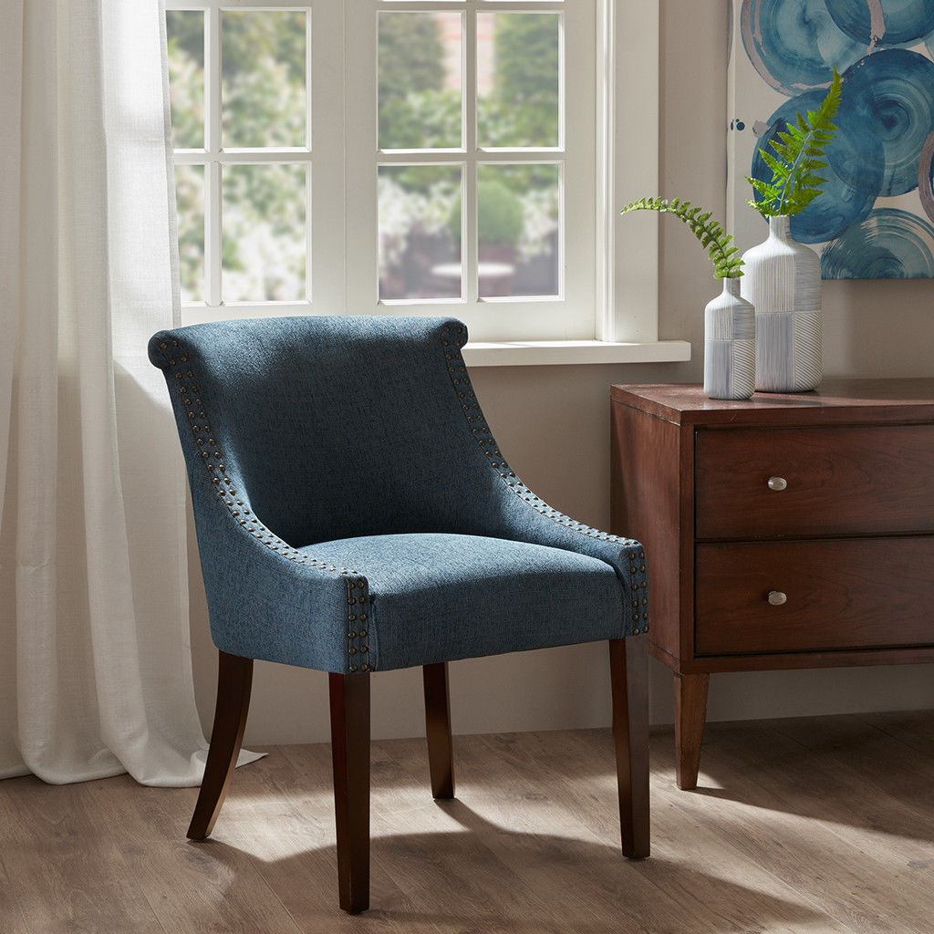 Denim Blue Upholstered Accent Chair Dining Chair Lounge Living Room