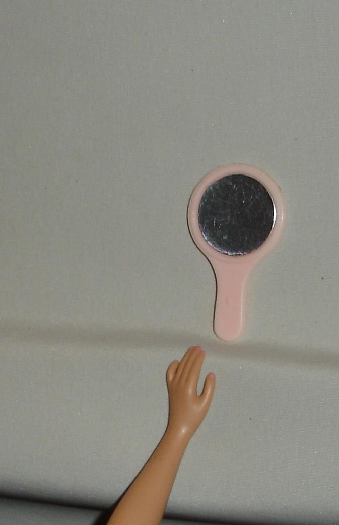 Vintage pale pink hand mirror for Barbie doll 1960s original accessory