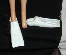 Barbie doll shoes white swim fins flippers water sport shoes - $9.99