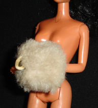 Barbie doll accessory cloth material dusty beige muff  brwn satin lining... - $9.99