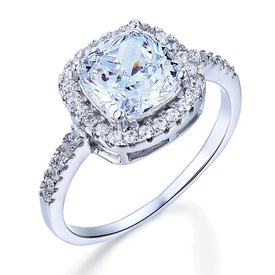 3 Carat Cushion Cut Created Diamond 925 Sterling Silver Wedding Engagement Ring