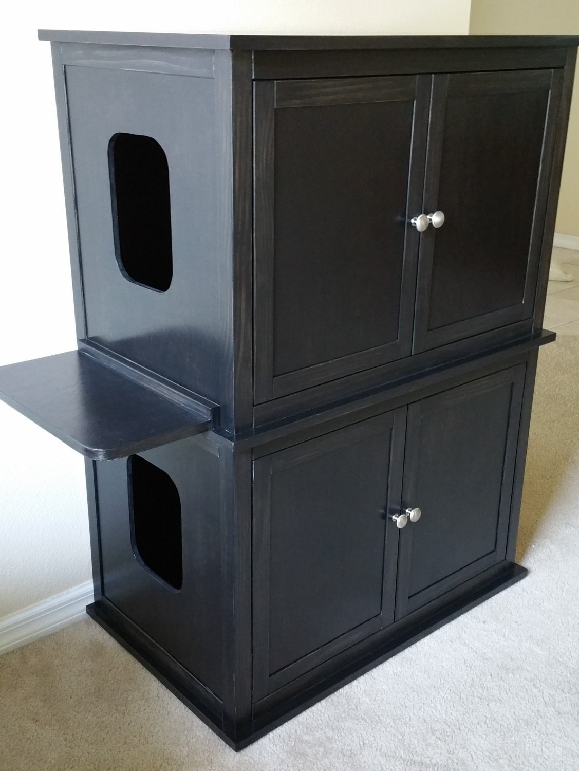 Stacked Double, Hand Made in USA, Wood Cat Litter Box ...