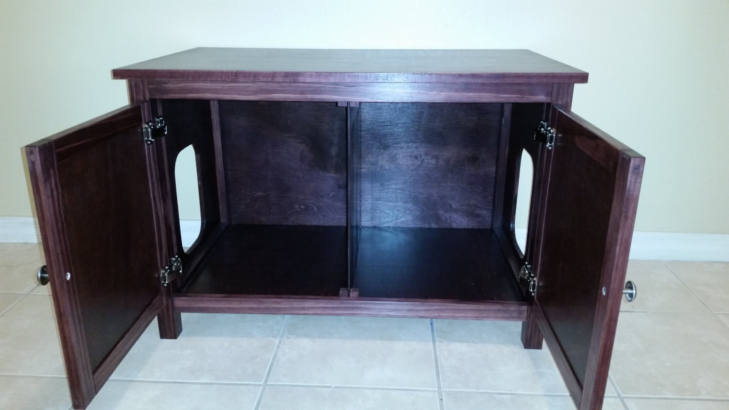 DoubleSided, Divided, Hand Made in USA, Wood Cat Litter Box