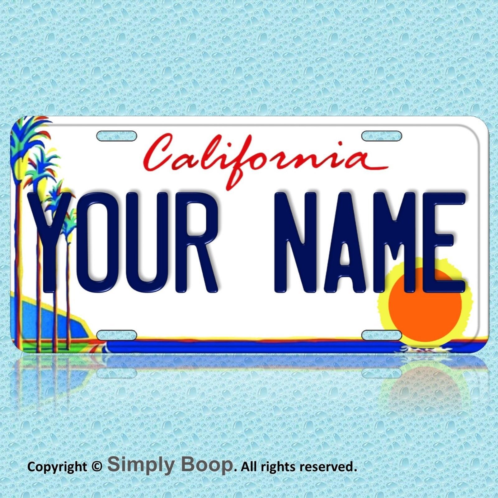 California Palm Trees YOUR NAME Personalized Text Aluminum License