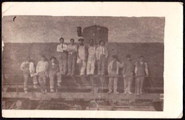 MEXICAN MEN WORKERS ON TRAIN PRE-1920 RPPC REAL PHOTO POSTCARD - $17.50