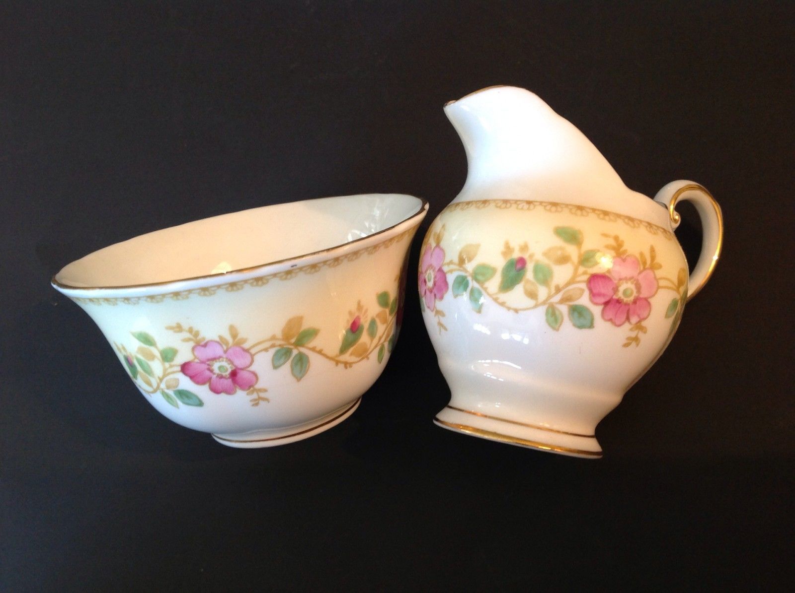 creamer-sugar-bowl-tuscan-fine-english-bone-china-pink-flower-england