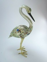 Murano Italian Art Glass Tutti Frutti Stork Egret Brass Legs Puccini 31340 - $890.99