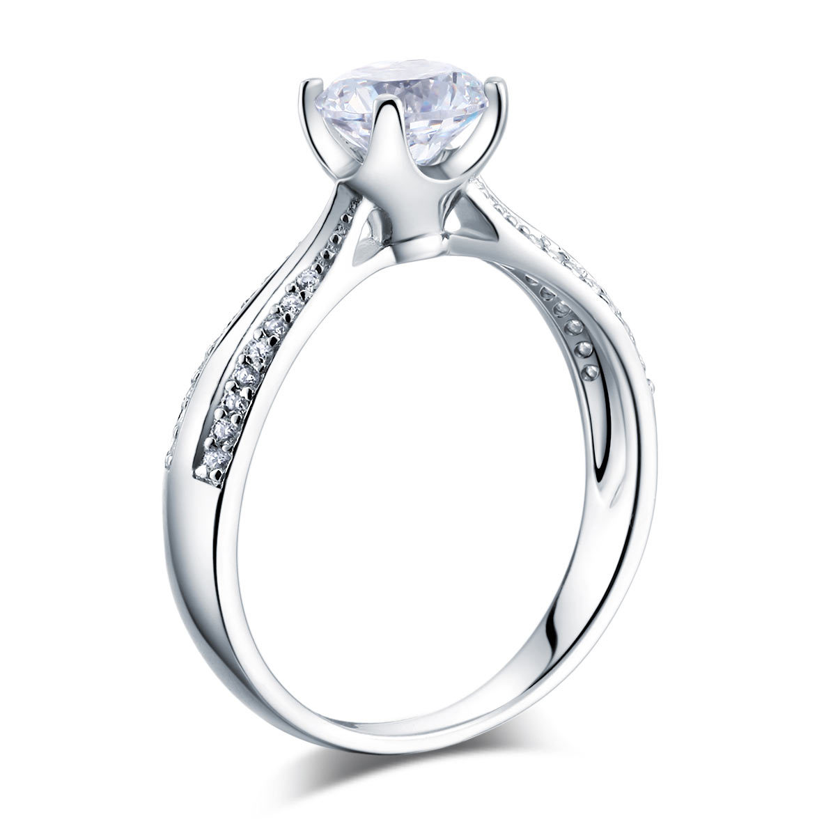 1.25 Carat Moissanite Diamond Sterling Silver Bridal Engagement / Promise Ring
