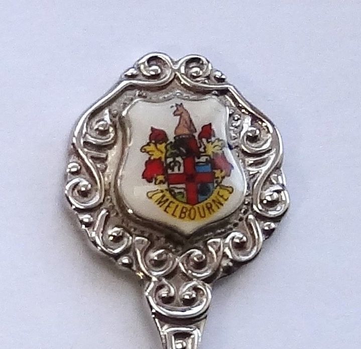Collector Souvenir Spoon Australia Melbourne Coat of Arms Porcelain