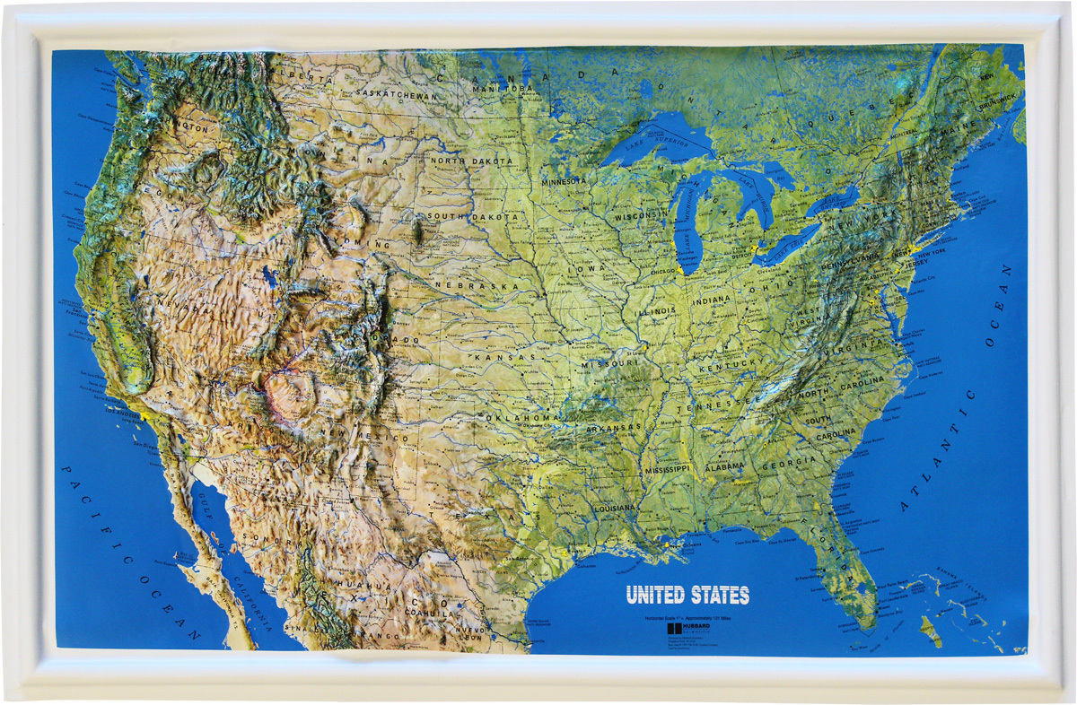 Usa 26 X 17 Relief Map Maps