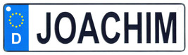 Joachim - European License Plate (Germany) - $9.00