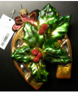Dillard&#39;s Trimmings Christmas Ornament Horseshoe Holly and Berries Polan... - $15.99