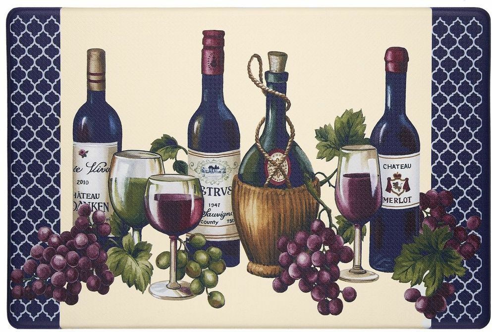 Primary image for ANTI-FATIGUE NONSLIP FLOOR MAT (18" x 30") PVC, WINE & GRAPES, CHATEAU by Achim