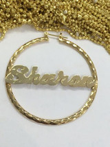 Personalized 14k Gold Overlay Any Name hoop Earrings  2 inch /a2 - $39.99