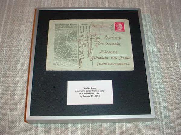 Primary image for 1941 Poland Auschwitz Concentration Camp Letter Inmate #18859 Archival Framed