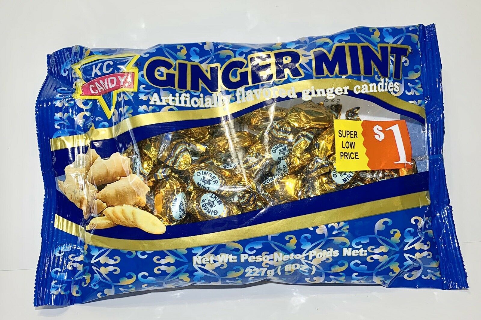 KC Ginger Mint Large 8 oz Bag Hard Candy Soothes Nausea Migraines