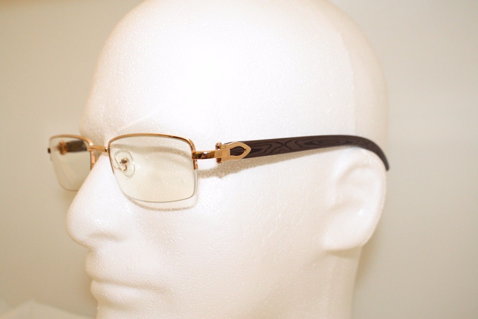 Cartier Style Wood Buffs Glasses Sunglasses Rose Gold Frames With Wood Look New Mens Accessories 