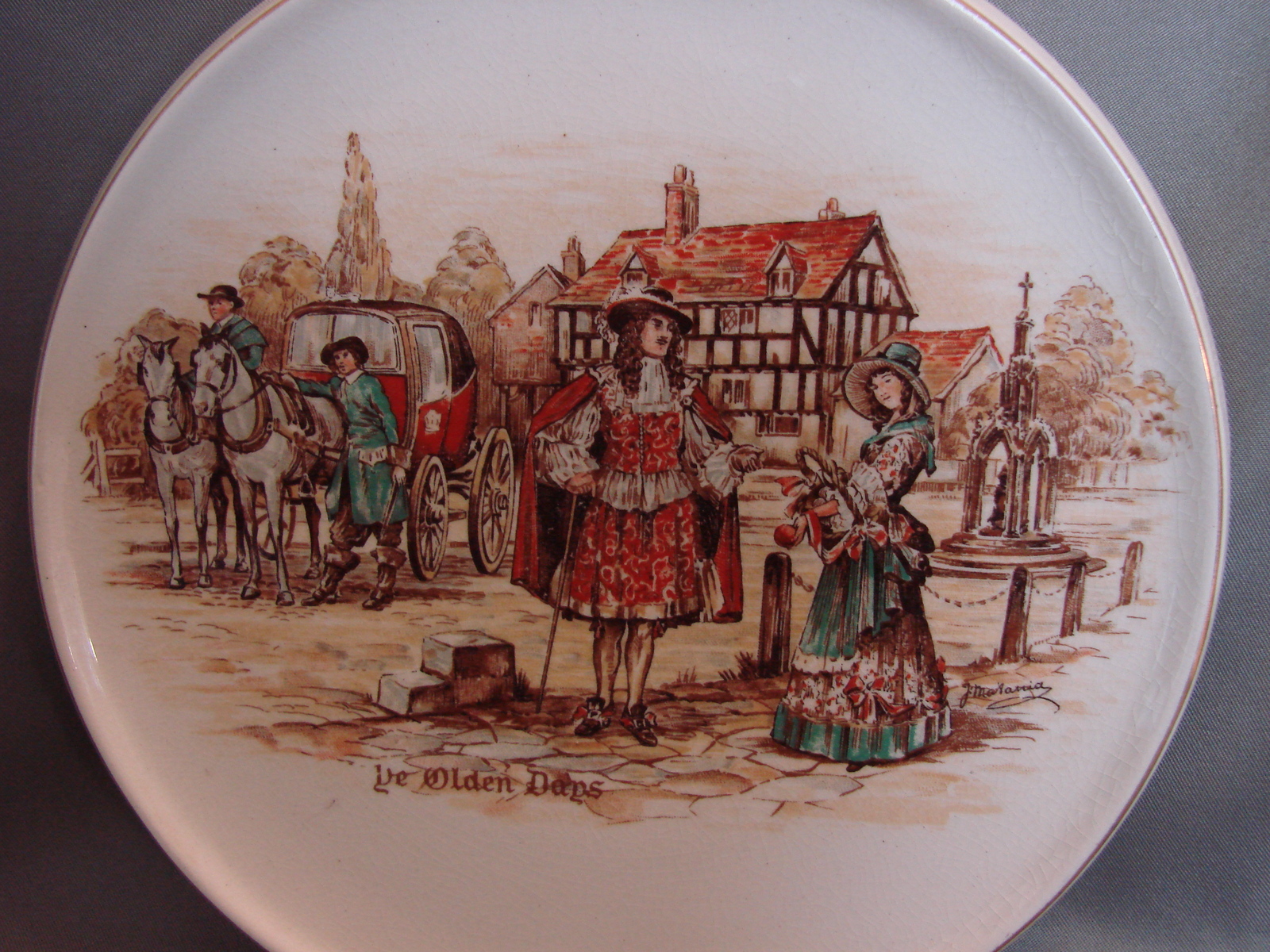 English Ware, Lancaster's, Hanley England, Ye Olden Days Trivet Plate