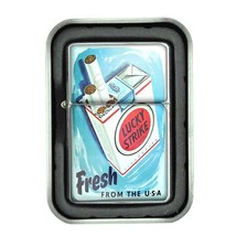 Lucky Strike Oil Lighter With Case Vintage Cigarette Smoking Ad Classic Logo D27 - $13.95