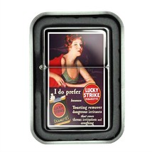 Lucky Strike Oil Lighter With Case Vintage Cigarette Smoking Ad Classic Logo D49 - $13.95