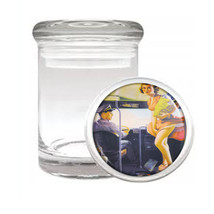Odorless Air Tight Medical Glass Jar Classic Vintage Model Pin Up Girl D-170 - $12.95