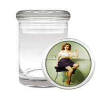 Odorless Air Tight Medical Glass Jar Classic Vintage Model Pin Up Girl D... - $12.95