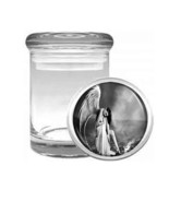 SEXY GOTHIC GIRL D8 ODORLESS AIR TIGHT MEDICAL GLASS JAR CONTAINER GOTH ... - $12.95