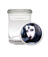 SEXY GOTHIC GIRL D5 ODORLESS AIR TIGHT MEDICAL GLASS JAR CONTAINER GOTH ... - $12.95